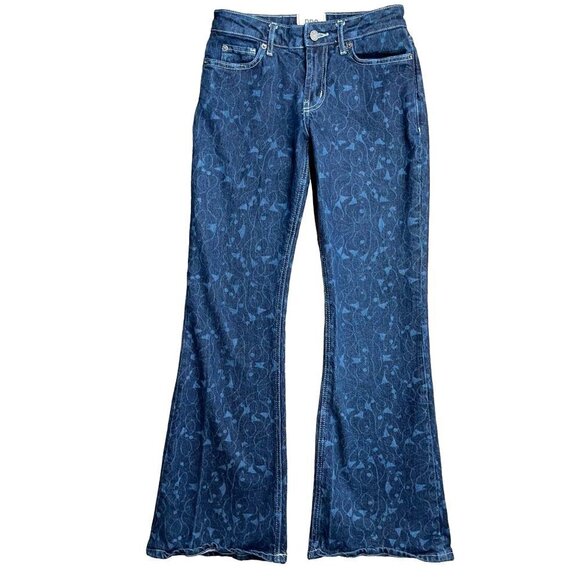 BDG Urban Outfitters SIZE 24 28x32" Low Rise Flare Stretch Botanical Vine Jeans - Picture 1 of 7